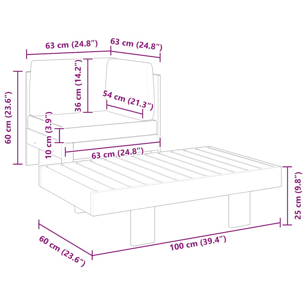vidaXL 2-tlg. Garten-Lounge-Set mit Cremeweißen Kissen Akazienholz