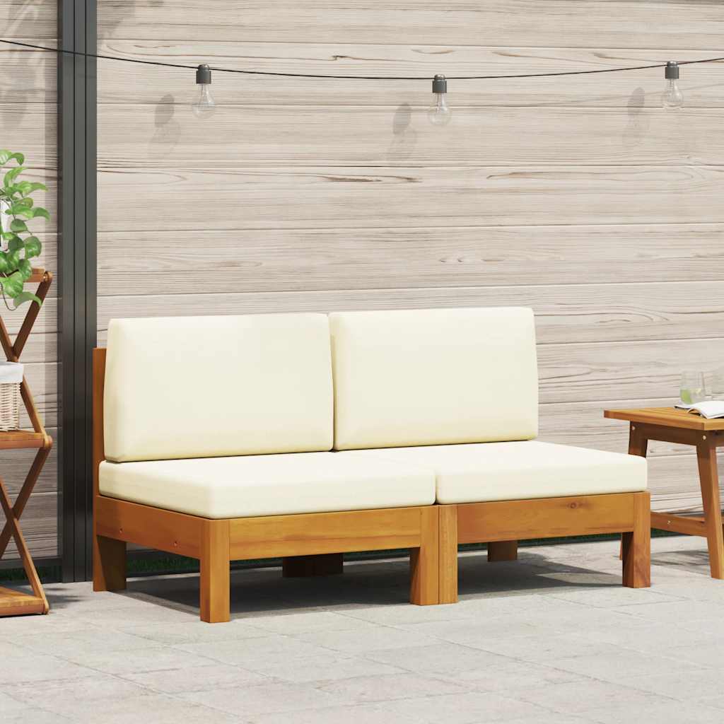 vidaXL 2-tlg. Garten-Lounge-Set mit Cremeweißen Kissen Akazienholz