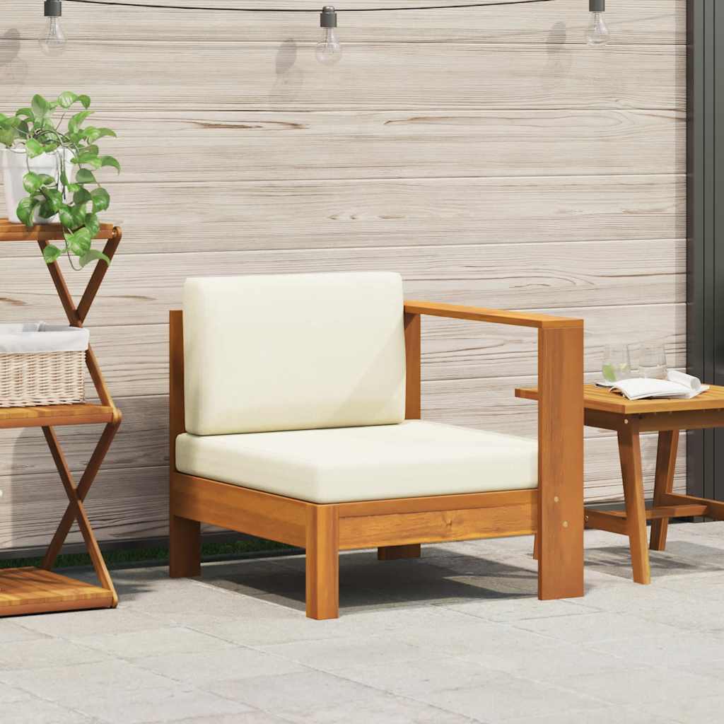 vidaXL 2-tlg. Garten-Lounge-Set mit Cremeweißen Kissen Akazienholz
