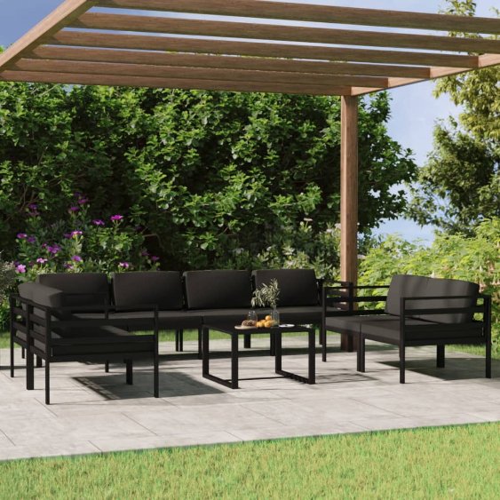4-tlg. Garten-Lounge-Set mit Kissen Aluminium Anthrazit