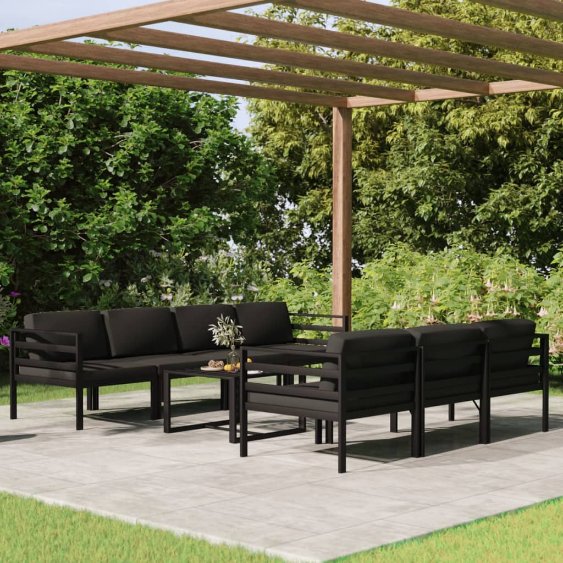 6-tlg. Garten-Lounge-Set mit Kissen Aluminium Anthrazit
