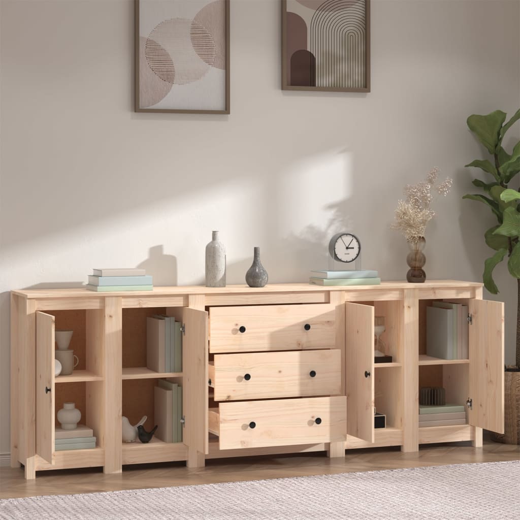 vidaXL Sideboard 230x35x80 cm Massivholz Kiefer