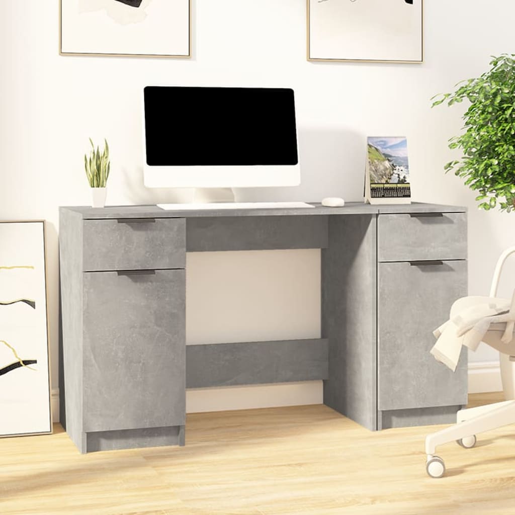 Schreibtisch mit Beistellschrank Weiß Holzwerkstoff