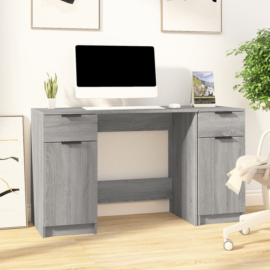 Schreibtisch mit Beistellschrank Weiß Holzwerkstoff