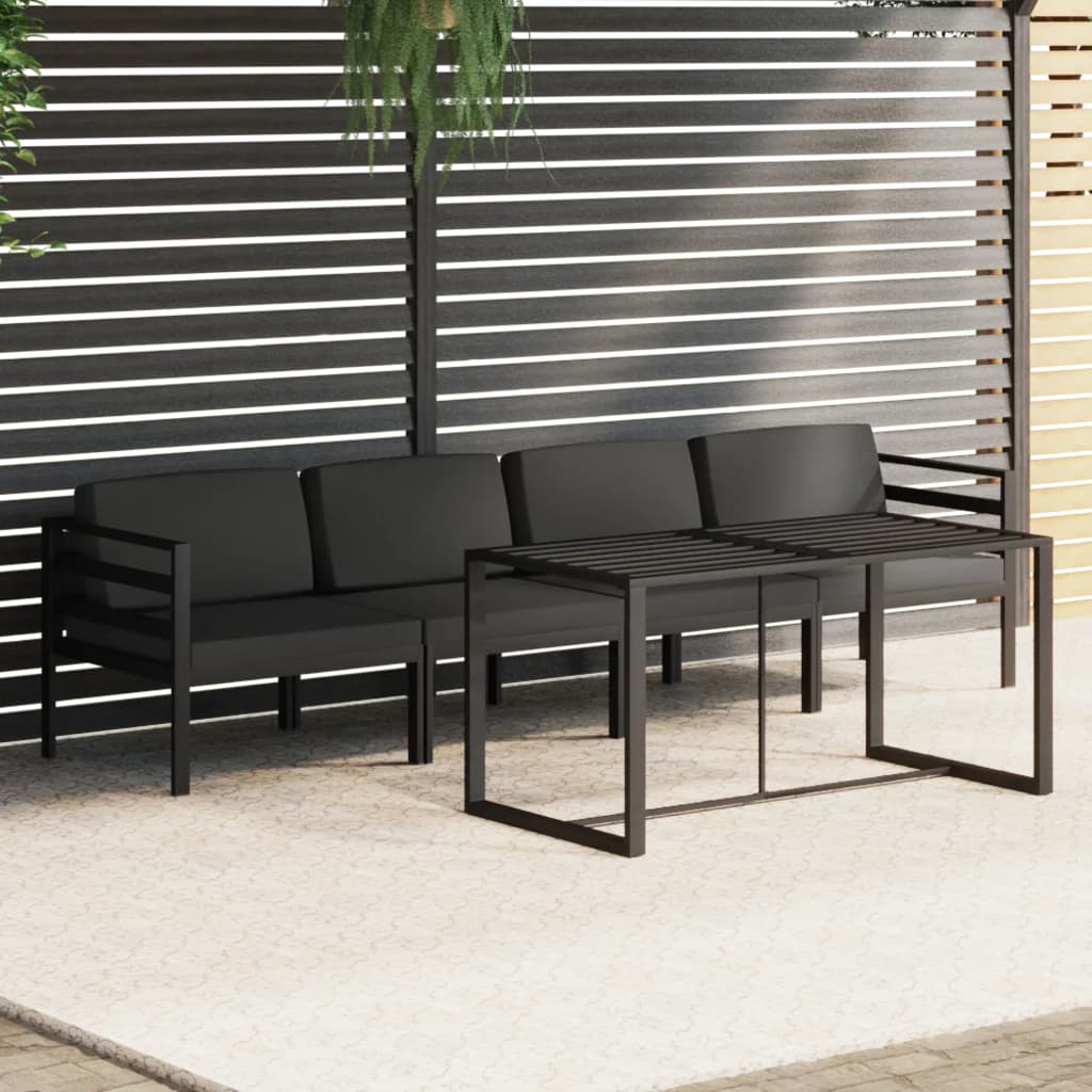 6-tlg. Garten-Lounge-Set mit Kissen Aluminium Anthrazit
