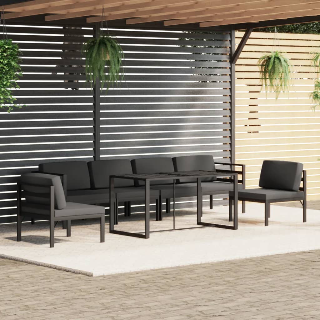 6-tlg. Garten-Lounge-Set mit Kissen Aluminium Anthrazit