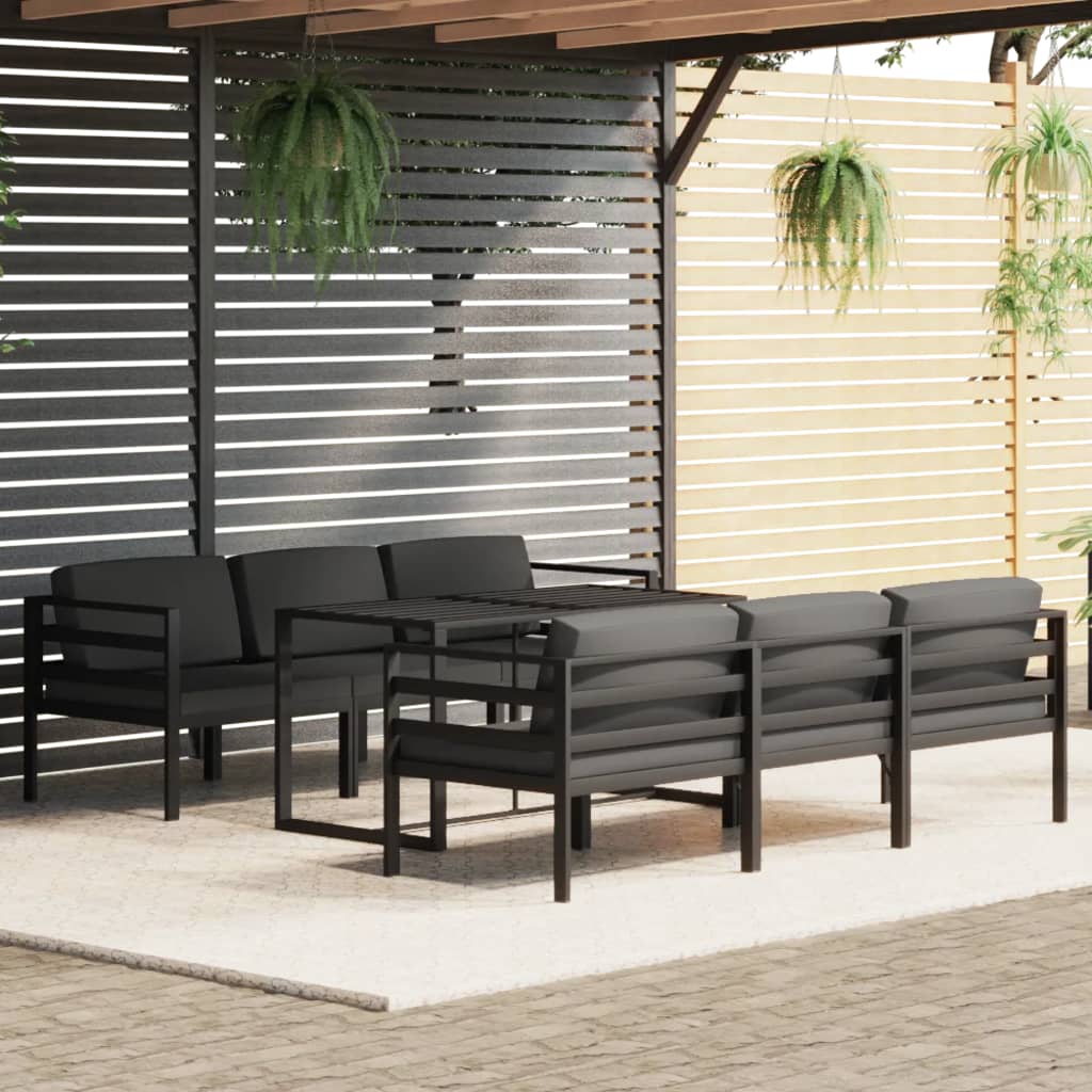 6-tlg. Garten-Lounge-Set mit Kissen Aluminium Anthrazit
