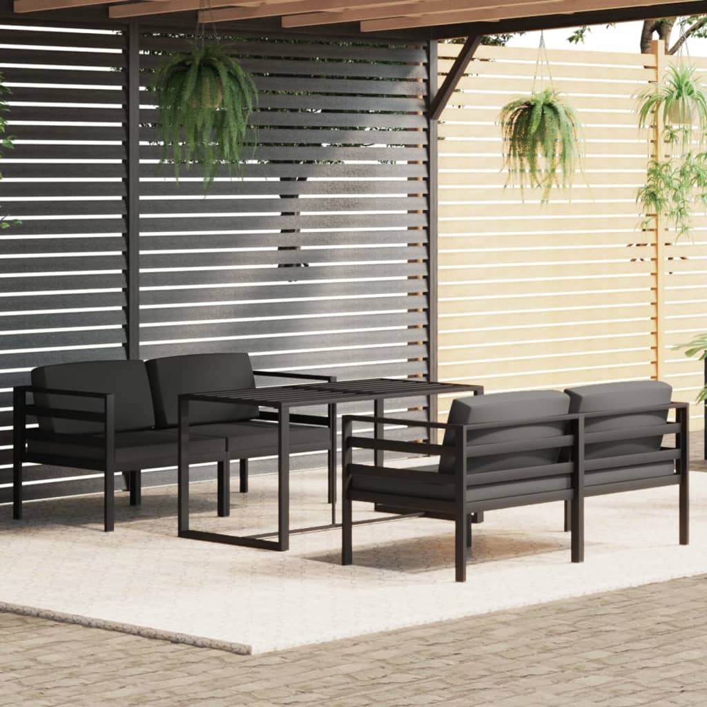 6-tlg. Garten-Lounge-Set mit Kissen Aluminium Anthrazit