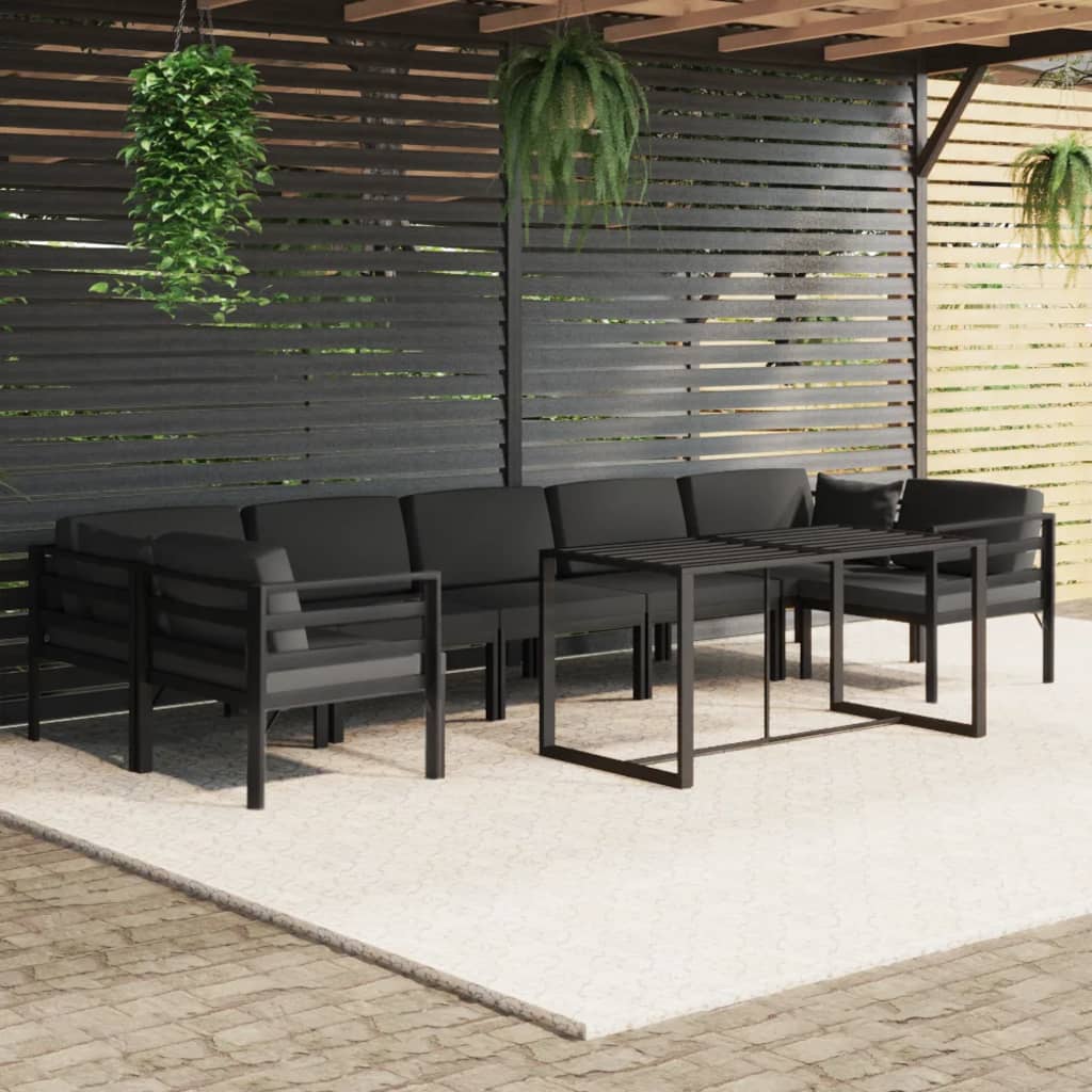6-tlg. Garten-Lounge-Set mit Kissen Aluminium Anthrazit