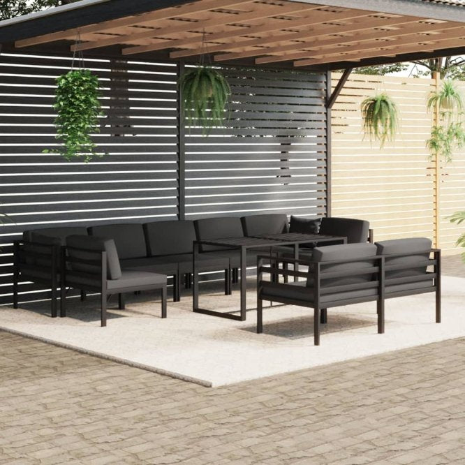 6-tlg. Garten-Lounge-Set mit Kissen Aluminium Anthrazit