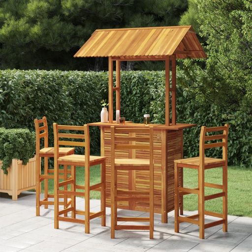 3-tlg. Gartenbar-Set Massivholz Akazie
