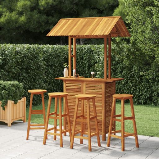 3-tlg. Gartenbar-Set Massivholz Akazie