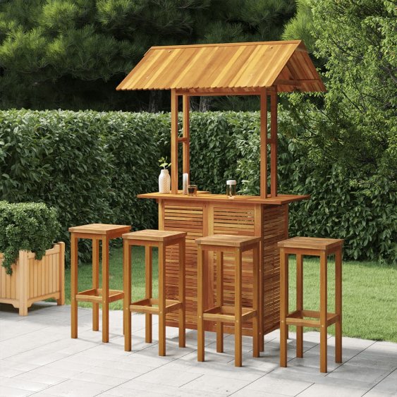 3-tlg. Gartenbar-Set Massivholz Akazie