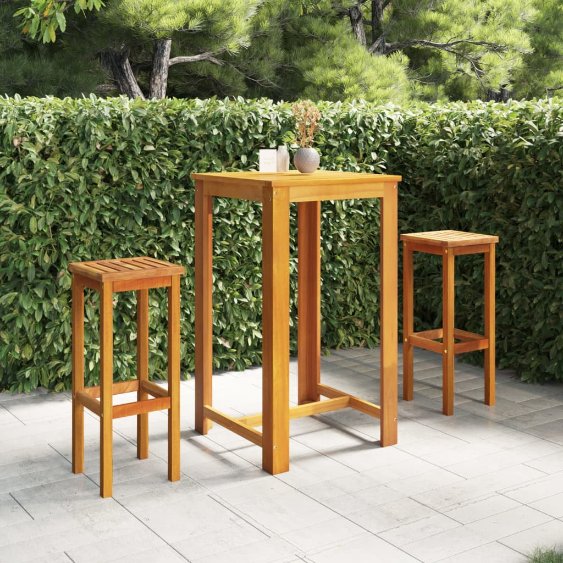 3-tlg. Gartenbar-Set Massivholz Akazie