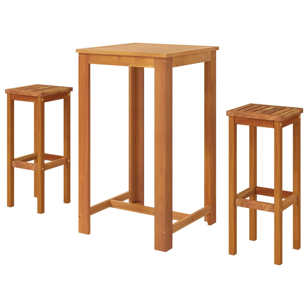 3-tlg. Gartenbar-Set Massivholz Akazie