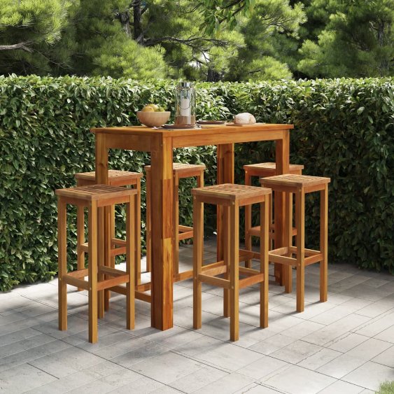3-tlg. Gartenbar-Set Massivholz Akazie
