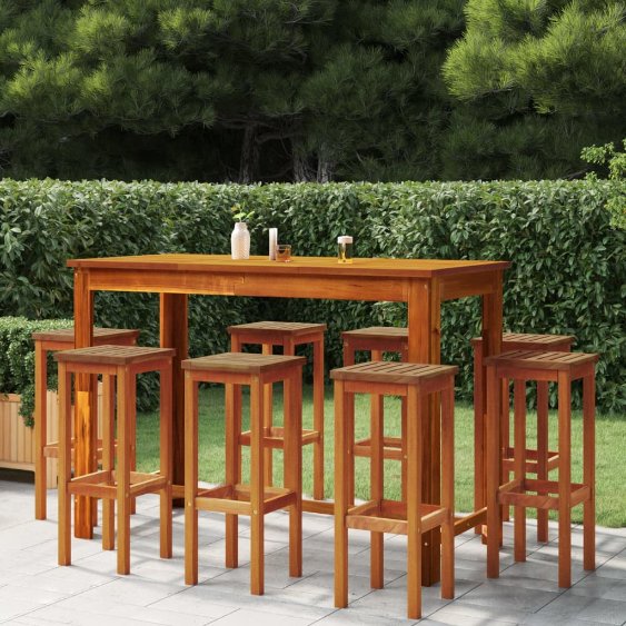 3-tlg. Gartenbar-Set Massivholz Akazie