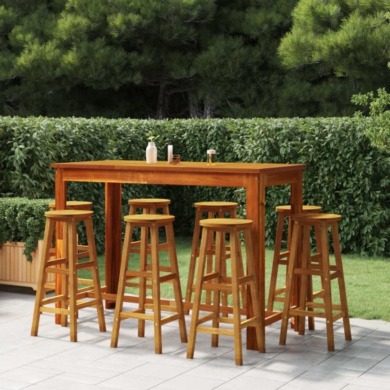 3-tlg. Gartenbar-Set Massivholz Akazie