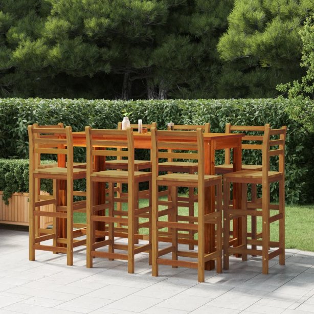 3-tlg. Gartenbar-Set Massivholz Akazie