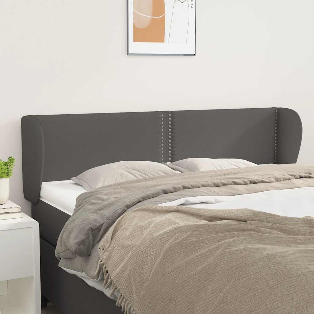 vidaXL Kopfteil mit Ohren Schwarz 83x23x78/88 cm Kunstleder