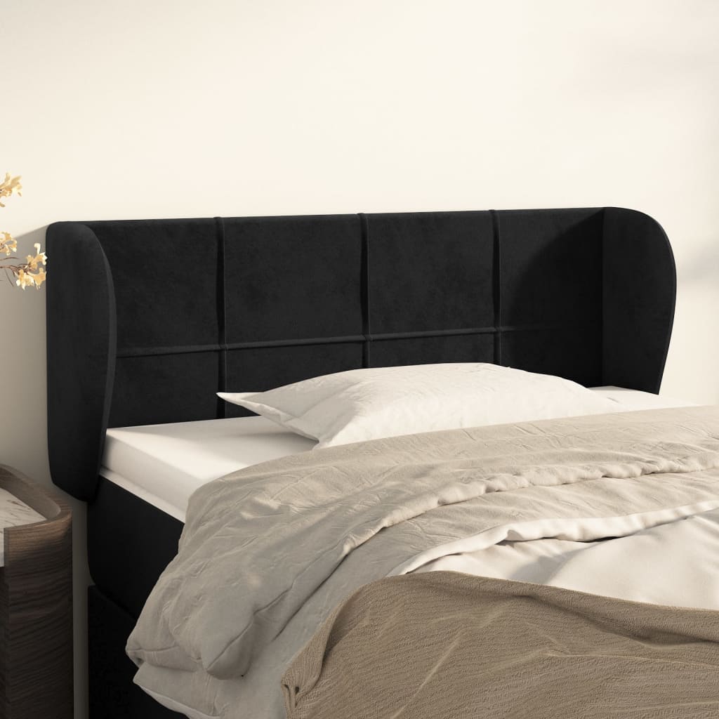 Kopfteil mit Ohren Hellgrau 83x23x78/88 cm Samt