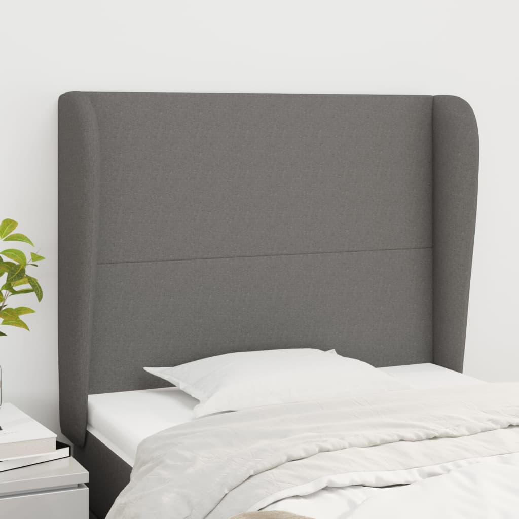 Kopfteil mit Ohren Hellgrau 83x23x78/88 cm Stoff