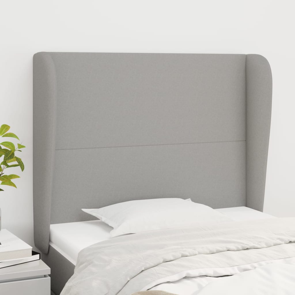 Kopfteil mit Ohren Hellgrau 83x23x78/88 cm Stoff