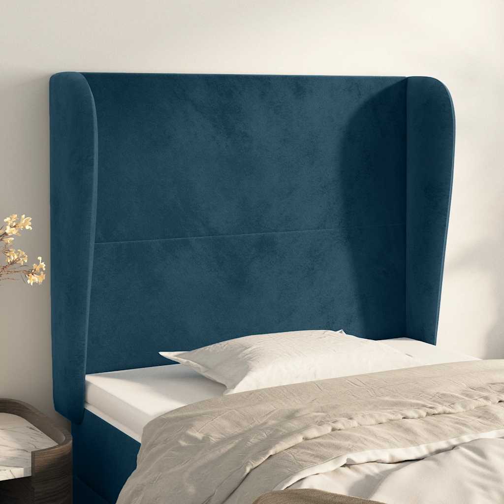 Kopfteil mit Ohren Hellgrau 83x23x78/88 cm Samt