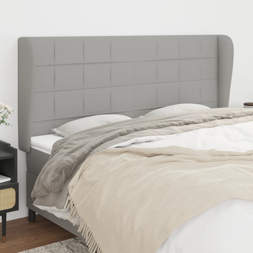 Kopfteil mit Ohren Hellgrau 83x23x78/88 cm Stoff