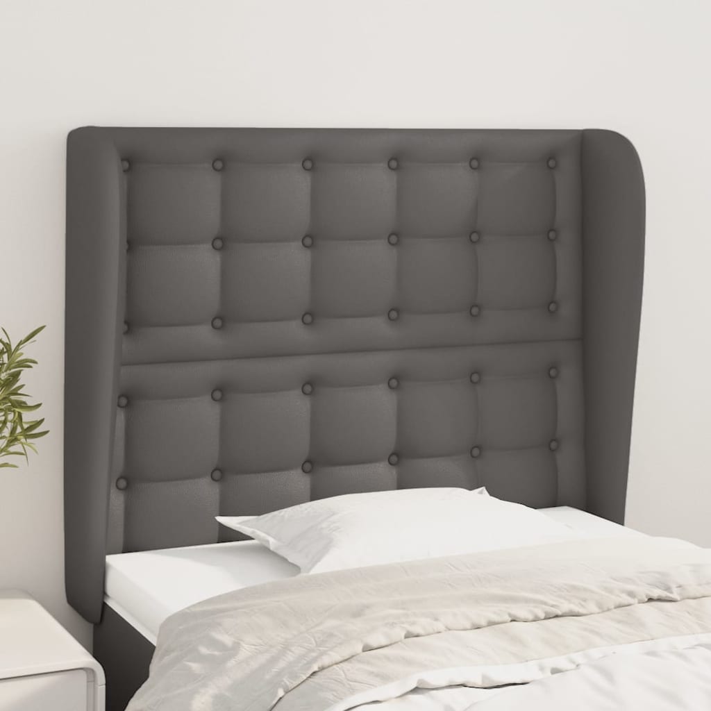 Kopfteil mit Ohren Schwarz 83x23x78/88 cm Kunstleder