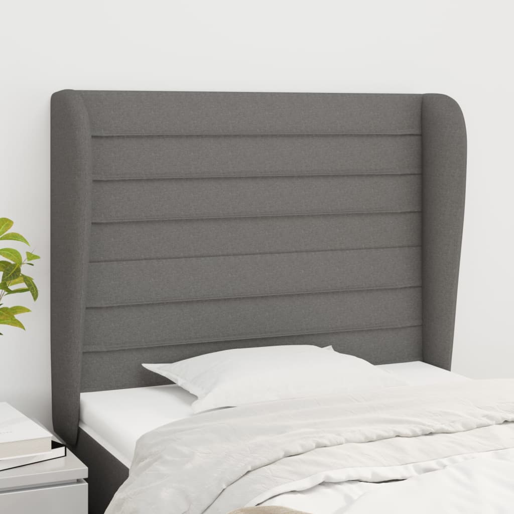 Kopfteil mit Ohren Hellgrau 83x23x78/88 cm Stoff