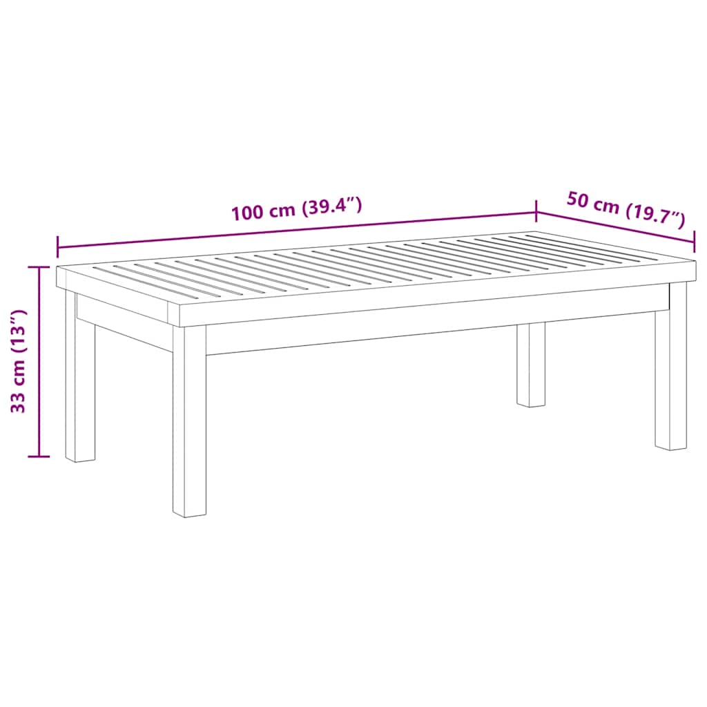 vidaXL Couchtisch 100x50x33 cm Massivholz Akazie