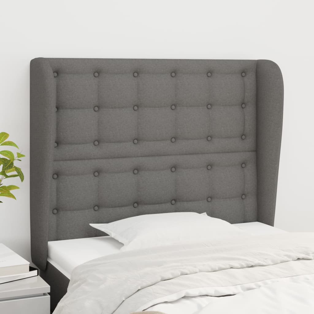Kopfteil mit Ohren Hellgrau 83x23x78/88 cm Stoff