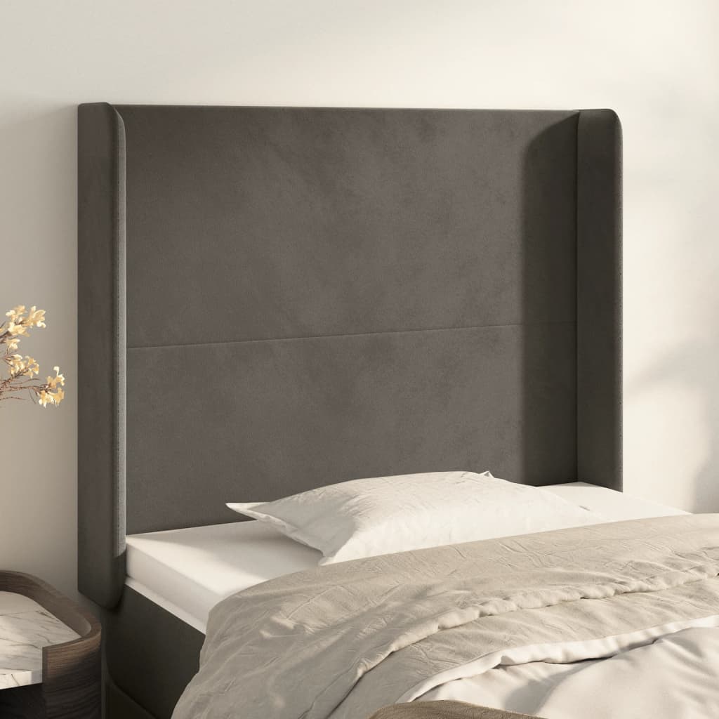 Kopfteil mit Ohren Hellgrau 83x16x78/88 cm Samt