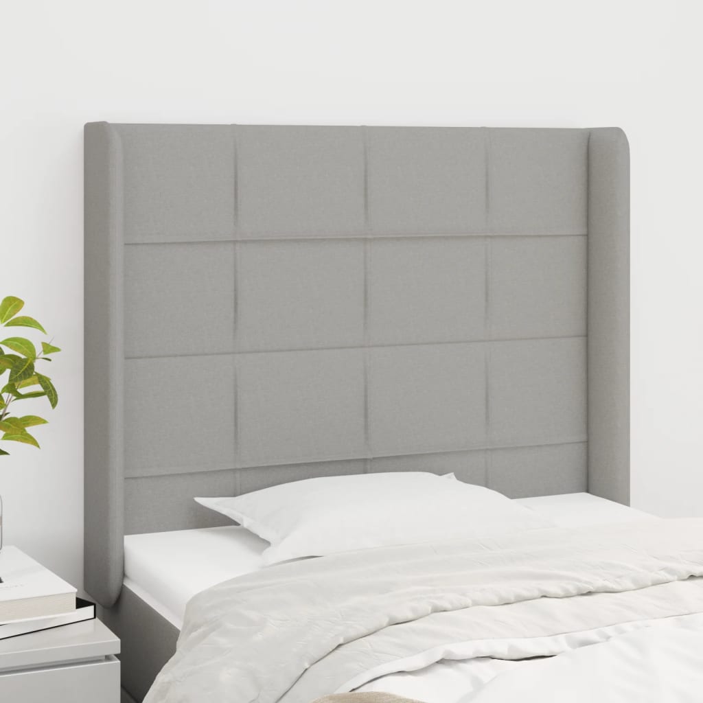 Kopfteil mit Ohren Hellgrau 83x16x78/88 cm Stoff