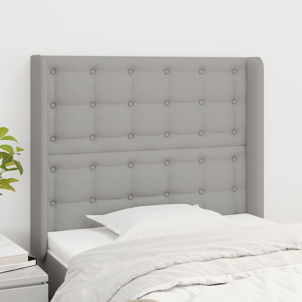 Kopfteil mit Ohren Hellgrau 83x16x78/88 cm Stoff