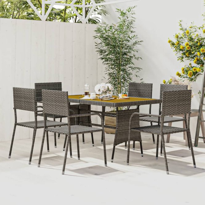 5-tlg. Garten-Essgruppe Poly Rattan Schwarz