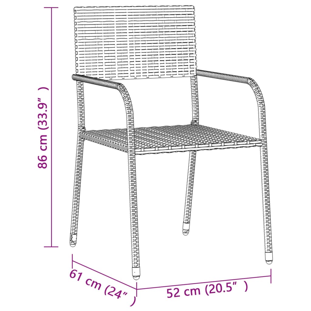 7-tlg. Garten-Essgruppe Poly Rattan Schwarz