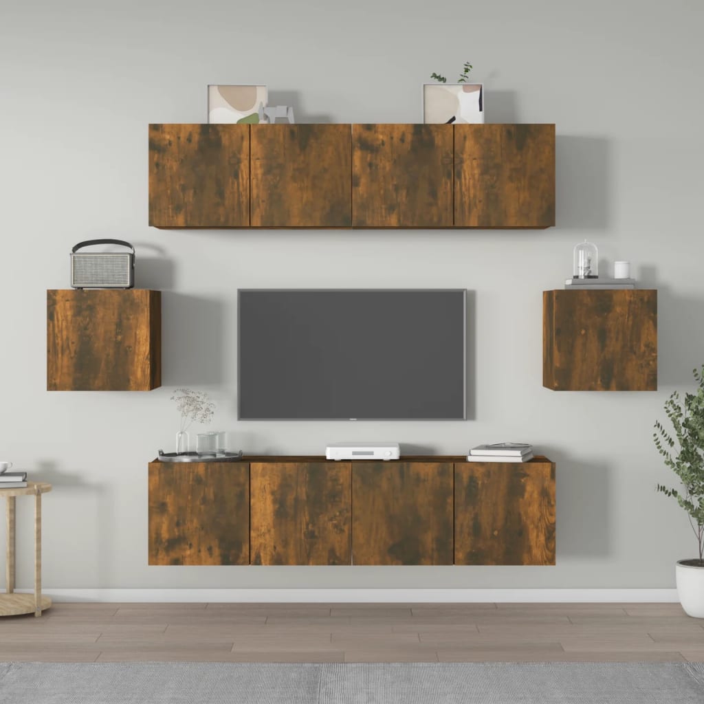 6-tlg. TV-Schrank-Set Weiß Holzwerkstoff