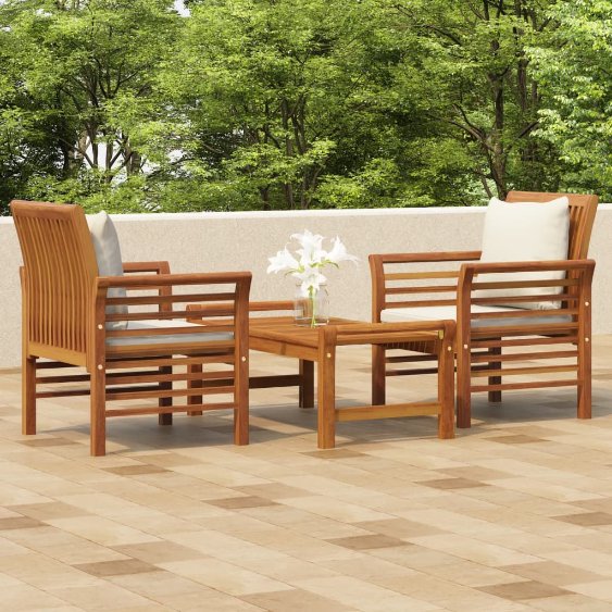 vidaXL 4-tlg. Garten-Lounge-Set mit Kissen Massivholz Akazie