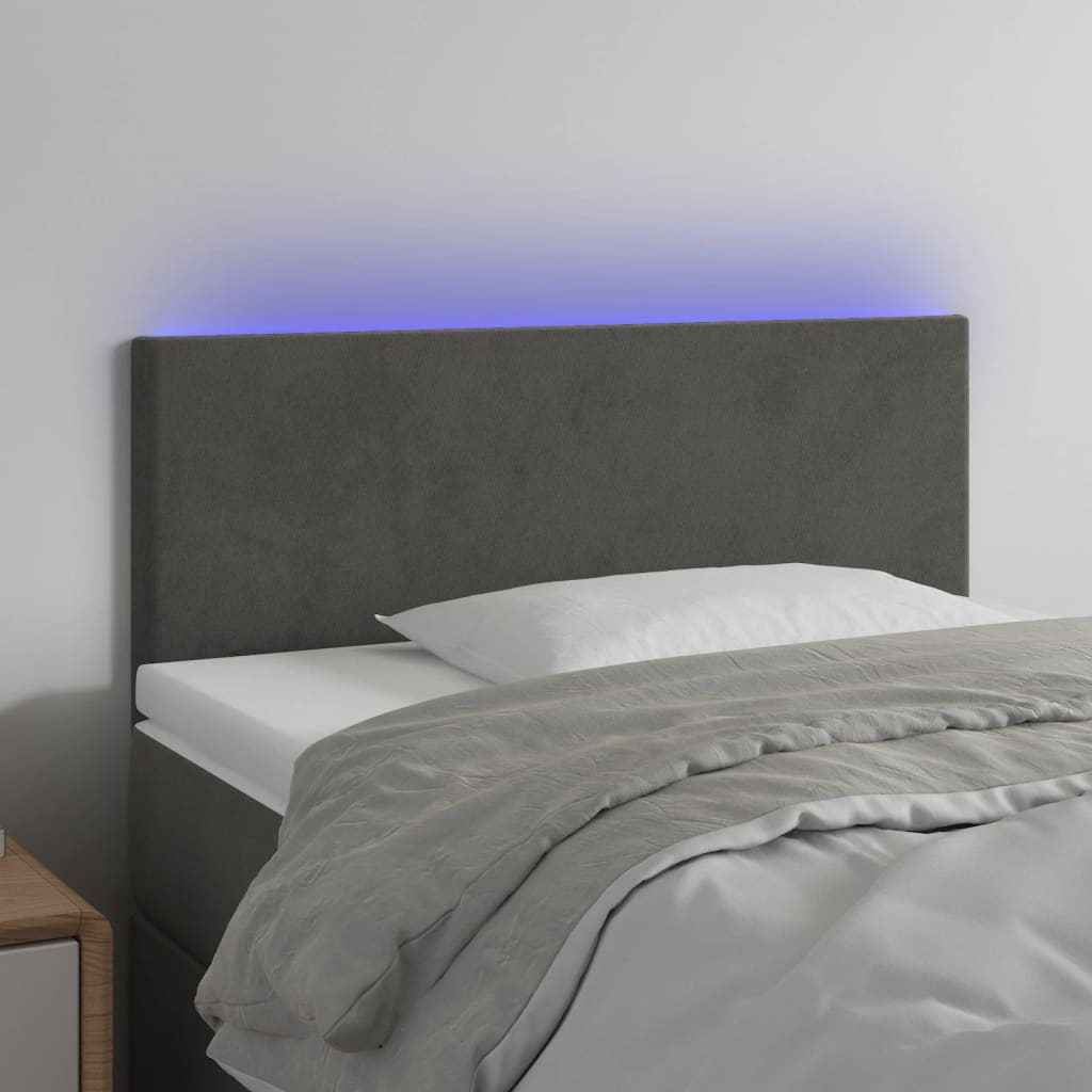 LED Kopfteil Hellgrau 80x5x78/88 cm Samt
