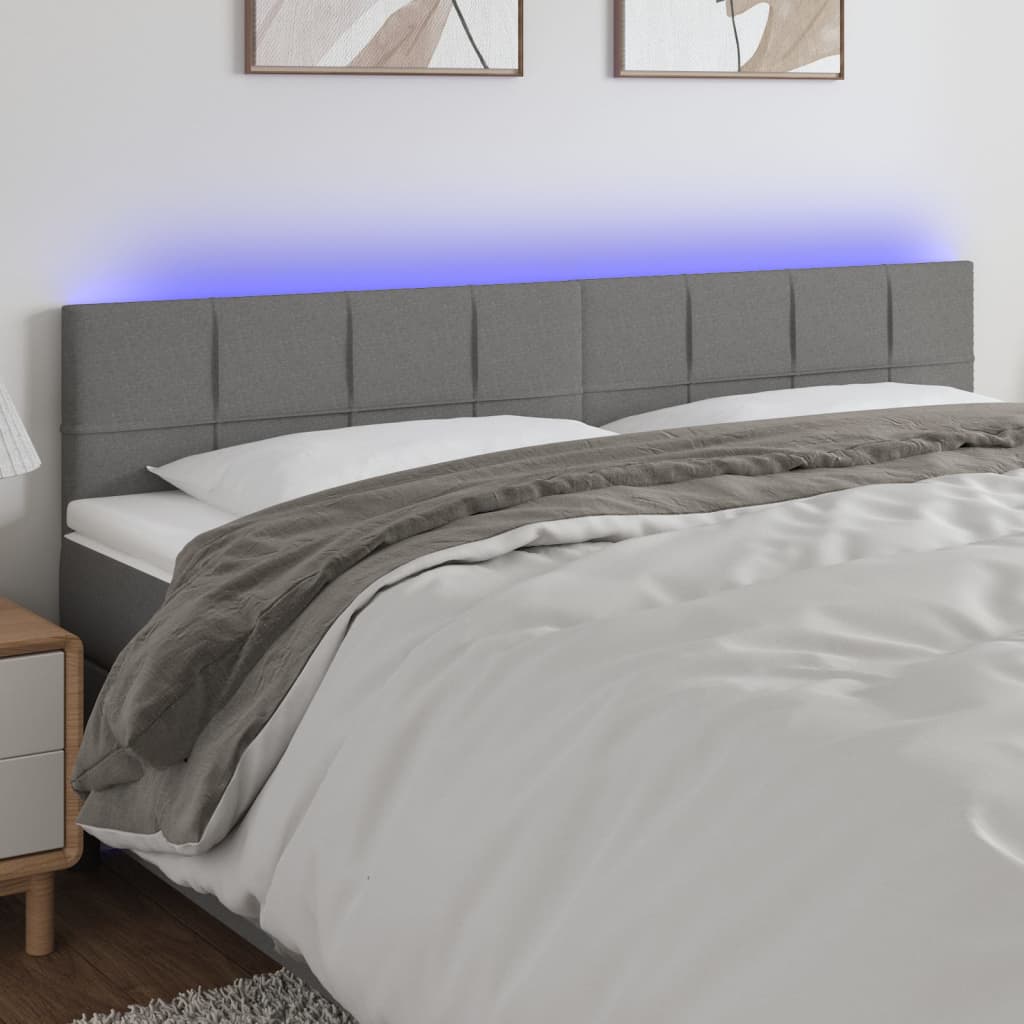 LED Kopfteil Hellgrau 80x5x78/88 cm Stoff