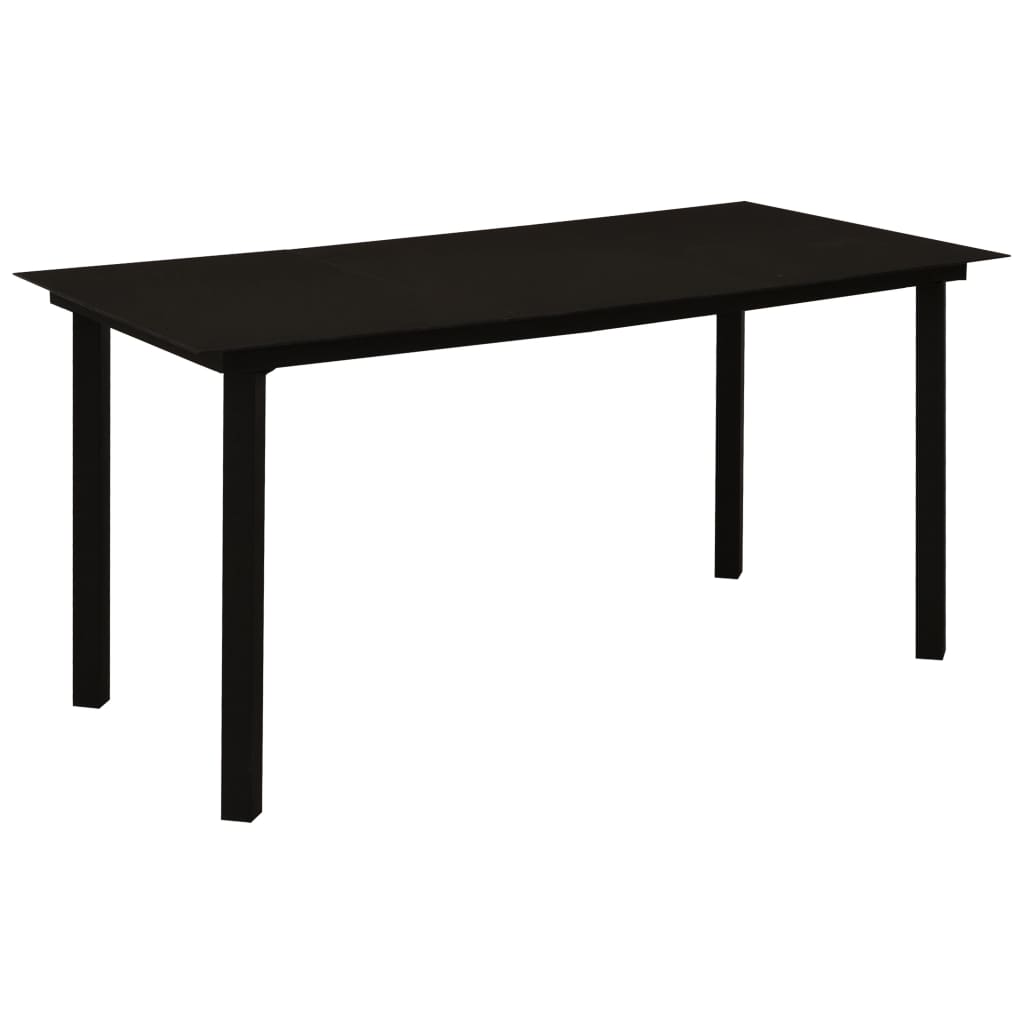 Garten-Esstisch Schwarz 80x80x74 cm Stahl und Glas