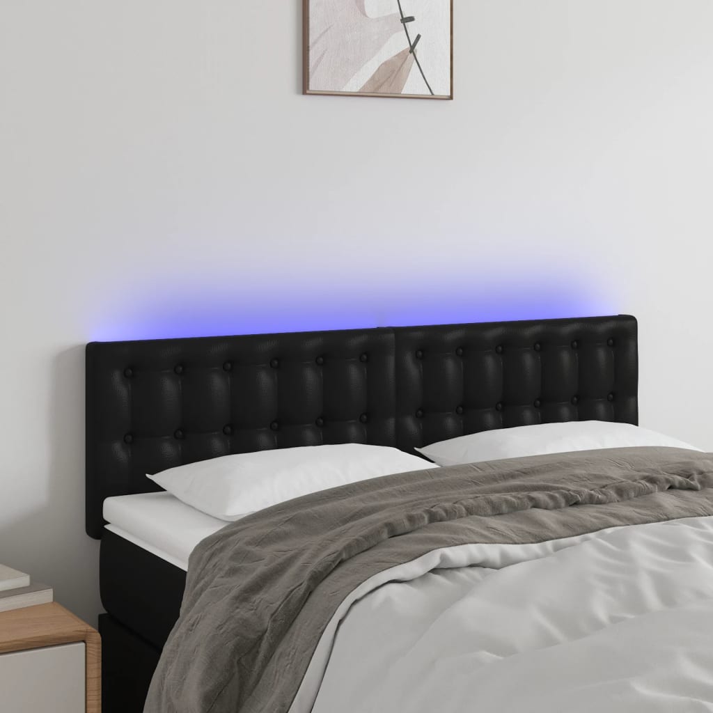 LED Kopfteil Schwarz 80x5x78/88 cm Kunstleder