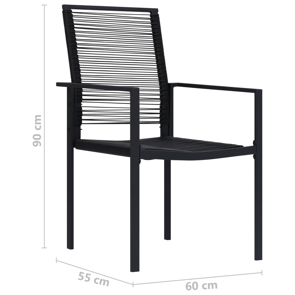 vidaXL Gartenstühle 2 Stk. PVC Rattan Schwarz