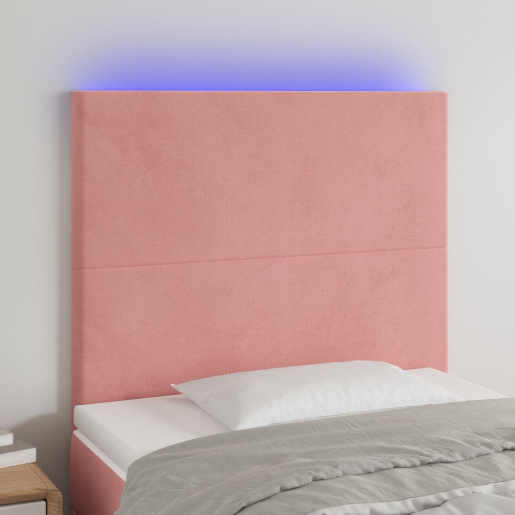 LED Kopfteil Hellgrau 80x5x78/88 cm Samt
