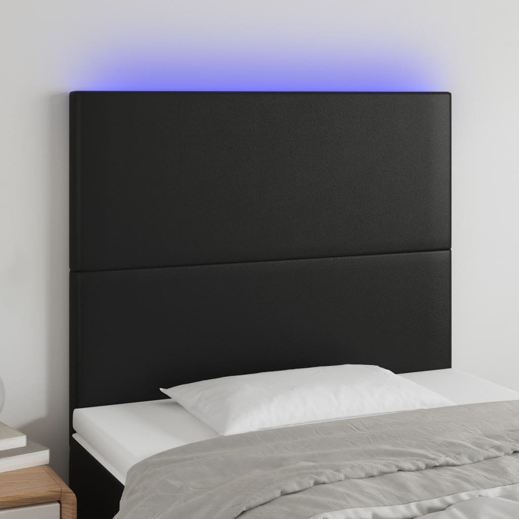 LED Kopfteil Schwarz 80x5x78/88 cm Kunstleder