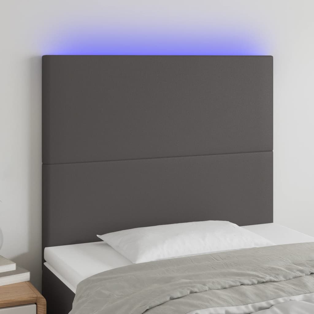 vidaXL LED Kopfteil Schwarz 80x5x78/88 cm Kunstleder