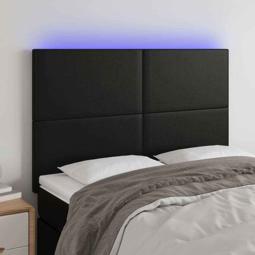 vidaXL LED Kopfteil Schwarz 80x5x78/88 cm Kunstleder