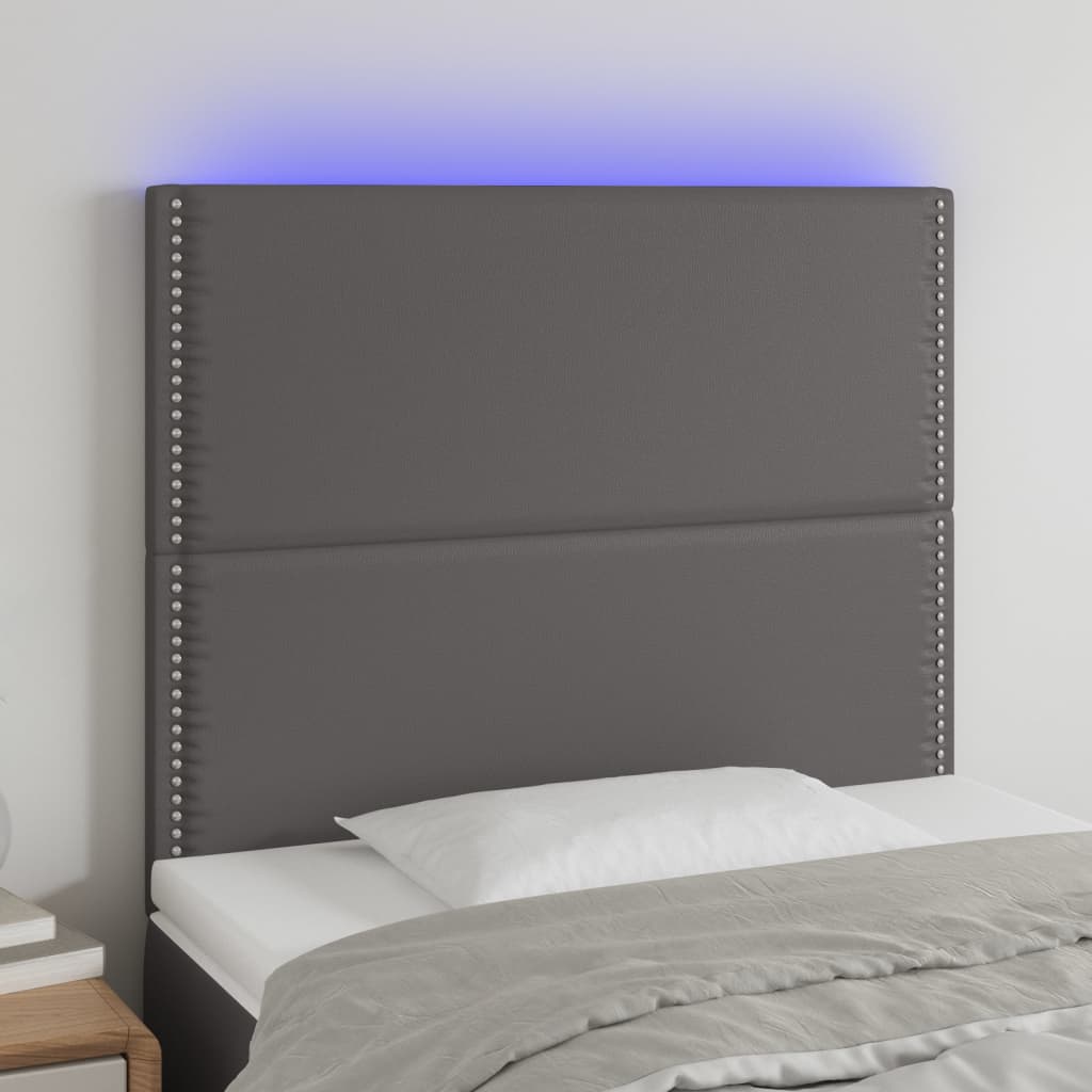 vidaXL LED Kopfteil Schwarz 80x5x78/88 cm Kunstleder